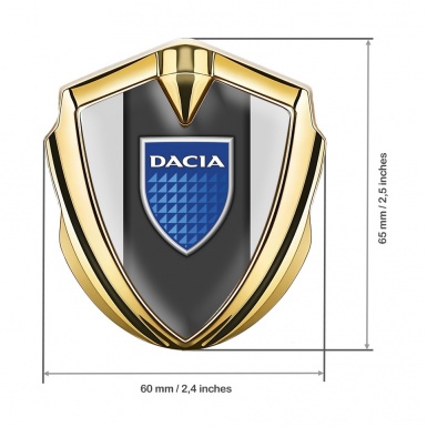 Dacia Silicon Emblem Badge Gold Grey Base Blue Shield Logo