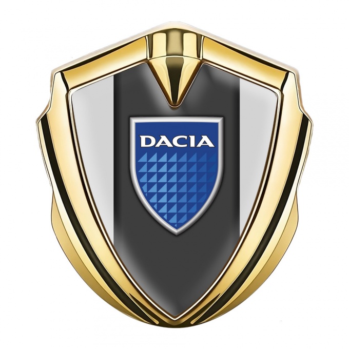 Dacia Silicon Emblem Badge Gold Grey Base Blue Shield Logo