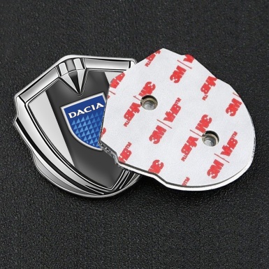 Dacia Silicon Emblem Badge Silver Grey Base Blue Shield Logo
