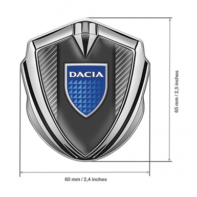 Dacia Badge Self Adhesive Silver Light Carbon Blue Shield Logo