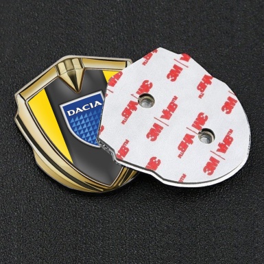 Dacia Emblem Fender Badge Gold Yellow Frame Blue Shield Edition