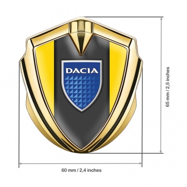 Dacia Emblem Fender Badge Gold Yellow Frame Blue Shield Edition