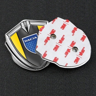 Dacia Emblem Fender Badge Silver Yellow Frame Blue Shield Edition