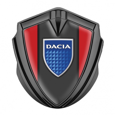 Dacia Metal Emblem Self Adhesive Graphite Red Frame Blue Shield Edition
