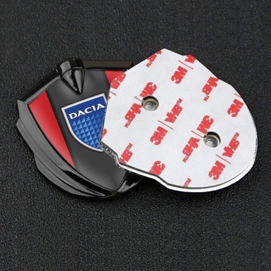 Dacia Metal Emblem Self Adhesive Graphite Red Frame Blue Shield Edition