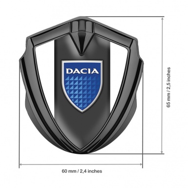 Dacia Fender Emblem Badge Graphite White Frame Blue Shield Design
