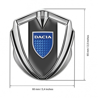 Dacia Fender Emblem Badge Silver White Frame Blue Shield Design