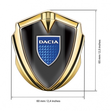 Dacia Emblem Trunk Badge Gold Black Frame Blue Shield Variant