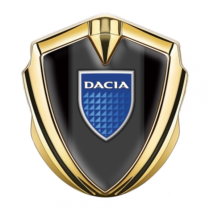 Dacia Emblem Trunk Badge Gold Black Frame Blue Shield Variant