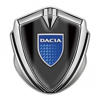 Dacia Emblem Trunk Badge Silver Black Frame Blue Shield Variant