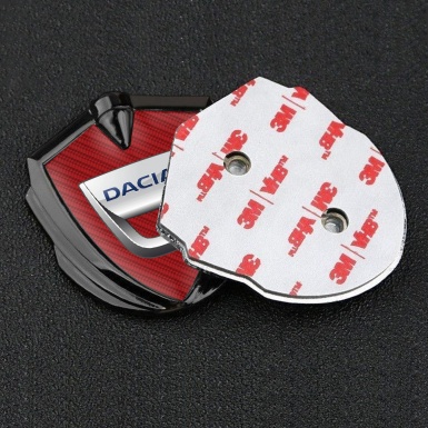 Dacia Metal Emblem Badge Graphite Red Carbon Classic Logo Edition