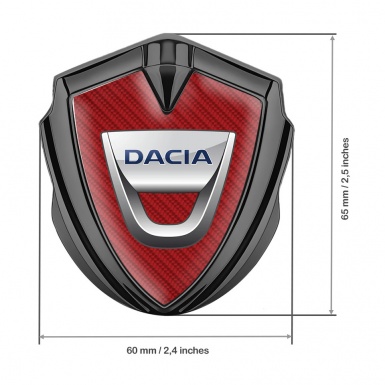 Dacia Metal Emblem Badge Graphite Red Carbon Classic Logo Edition