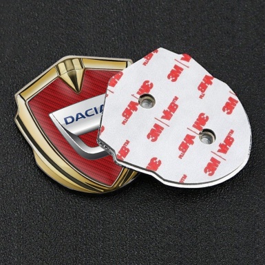 Dacia Metal Emblem Badge Gold Red Carbon Classic Logo Edition