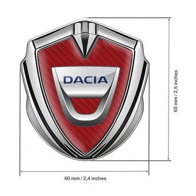 Dacia Metal Emblem Badge Silver Red Carbon Classic Logo Edition