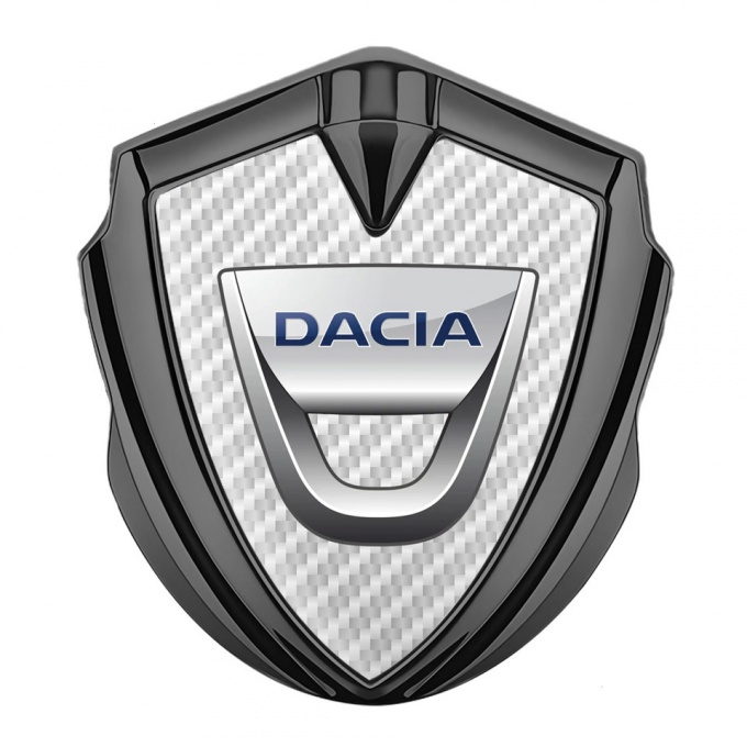 Dacia Domed Emblem Badge Graphite White Carbon Classic Logo Edition
