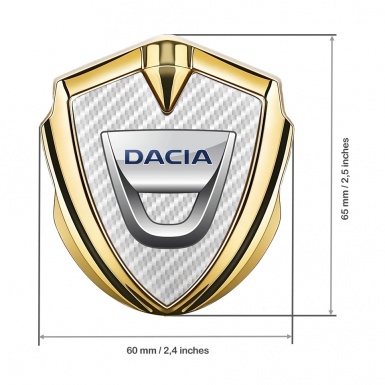 Dacia Domed Emblem Badge Gold White Carbon Classic Logo Edition