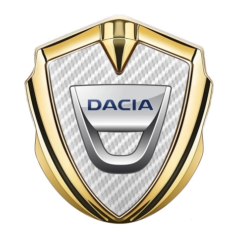 Dacia Domed Emblem Badge Gold White Carbon Classic Logo Edition