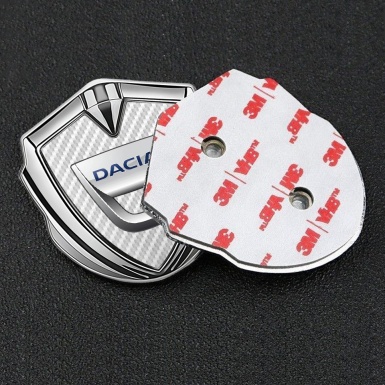 Dacia Domed Emblem Badge Silver White Carbon Classic Logo Edition