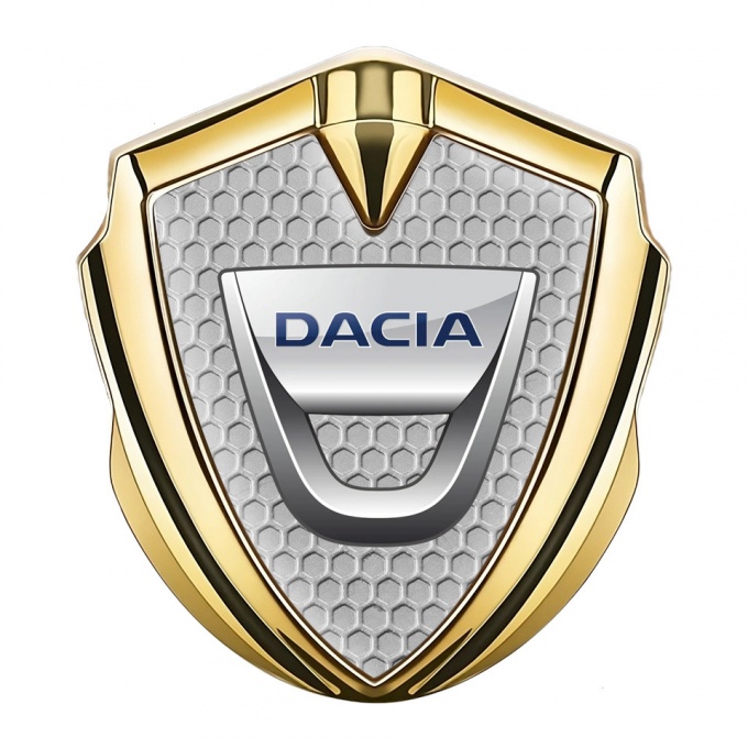 Dacia Emblem Ornament Badge Gold Honeycomb Classic Logo Design