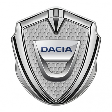Dacia Emblem Ornament Badge Silver Honeycomb Classic Logo Design