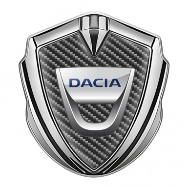 Dacia Emblem Metal Badge Silver Dark Carbon Classic Logo Edition