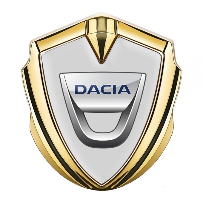 Dacia 3d Emblem Badge Gold Grey Base Classic Logo Design