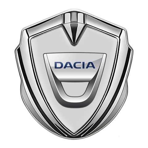Dacia 3d Emblem Badge Silver Grey Base Classic Logo Design