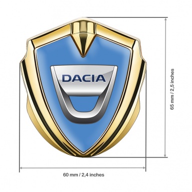 Dacia Emblem Badge Self Adhesive Gold Blue Fill Classic Logo Design