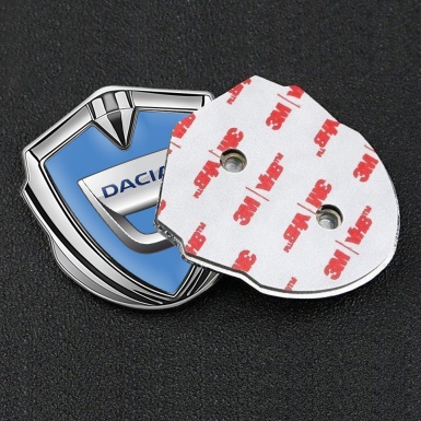 Dacia Emblem Badge Self Adhesive Silver Blue Fill Classic Logo Design