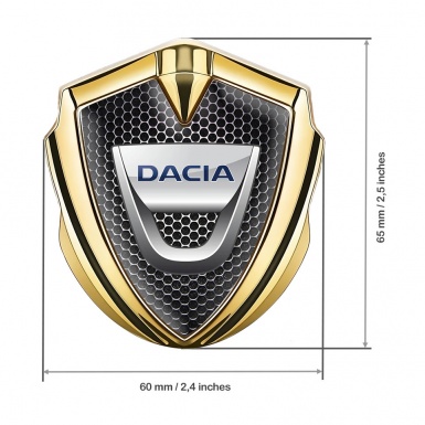 Dacia Silicon Emblem Badge Gold Steel Mesh Classic Logo Edition