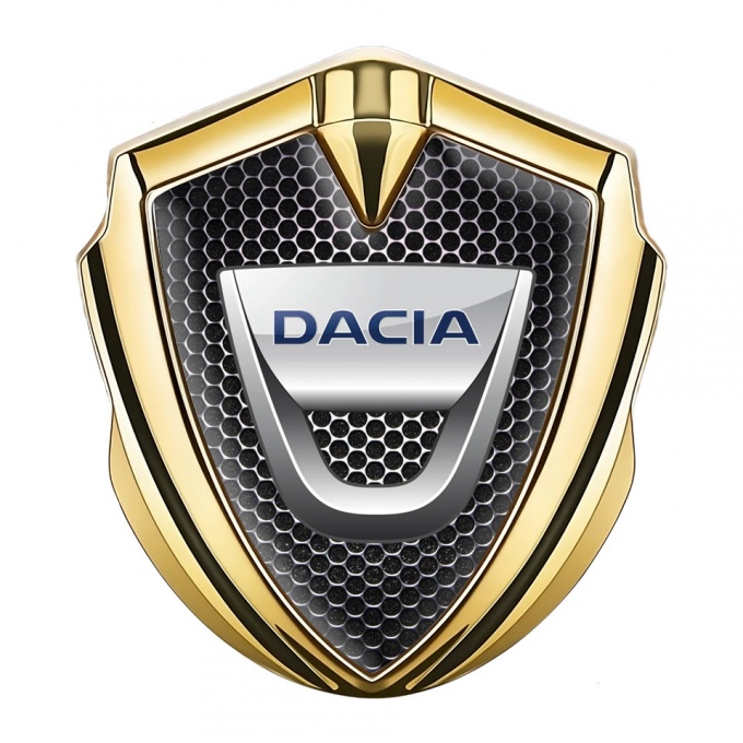 Dacia Silicon Emblem Badge Gold Steel Mesh Classic Logo Edition