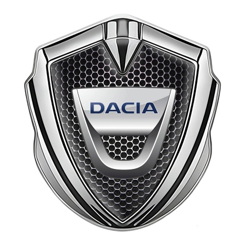 Dacia Silicon Emblem Badge Silver Steel Mesh Classic Logo Edition