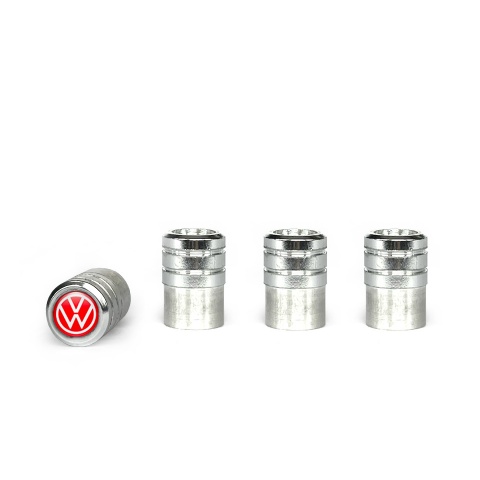 VW Valve Caps Aluminium 4 pcs Red White Logo