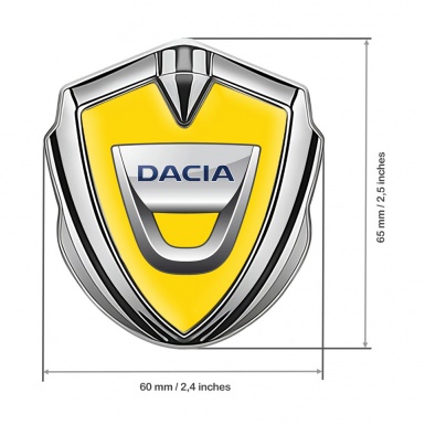 Dacia Bodyside Emblem Self Adhesive Silver Yellow Base Classic Logo Variant