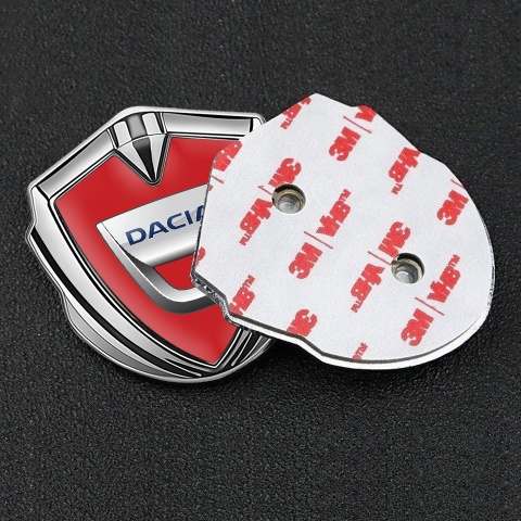 Dacia Emblem Silicon Badge Silver Crimson Base Classic Logo Variant