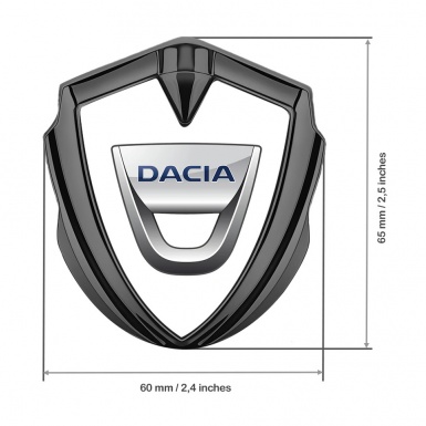 Dacia Metal Domed Emblem Graphite White Base Classic Logo Variant