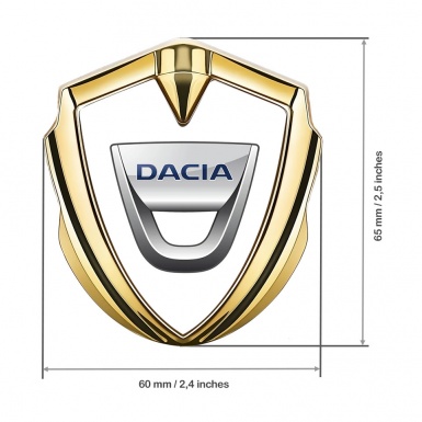 Dacia Metal Domed Emblem Gold White Base Classic Logo Variant