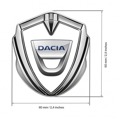 Dacia Metal Domed Emblem Silver White Base Classic Logo Variant