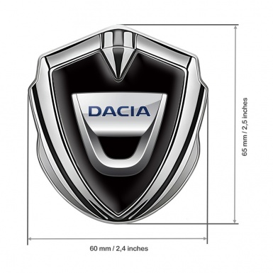 Dacia Badge Self Adhesive Silver Black Base Classic Logo Variant