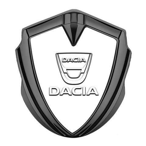 Dacia Emblem Fender Badge Graphite Pearl Base White Logo Edition