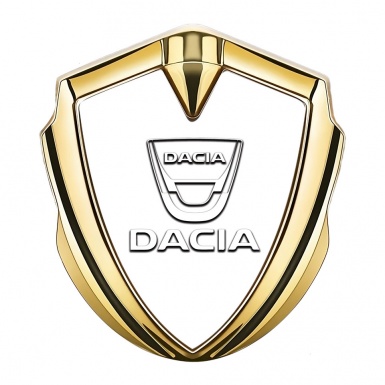 Dacia Emblem Fender Badge Gold Pearl Base White Logo Edition