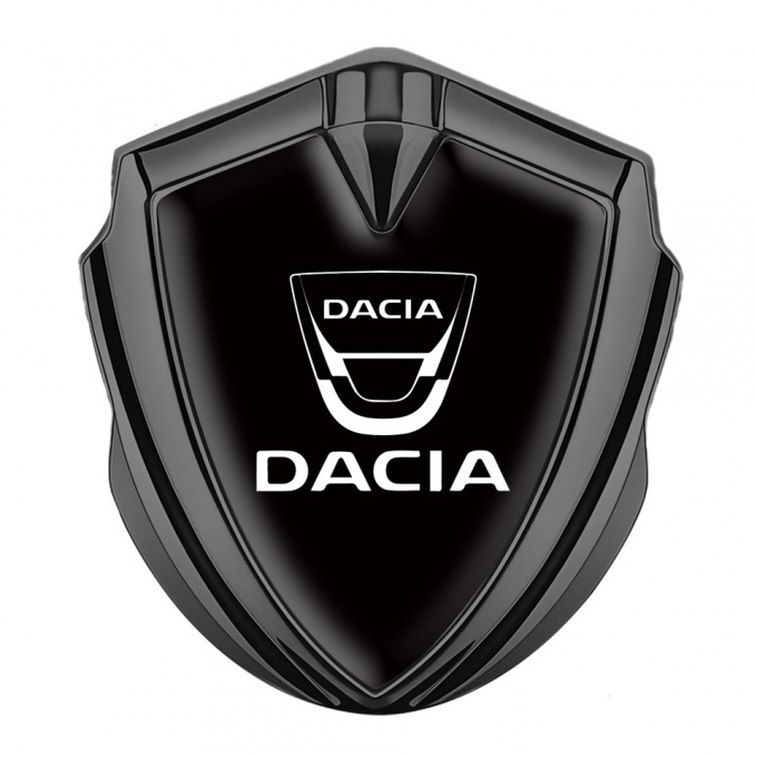 Dacia Metal Emblem Self Adhesive Graphite Black Base White Logo Edition