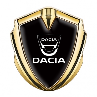 Dacia Metal Emblem Self Adhesive Gold Black Base White Logo Edition