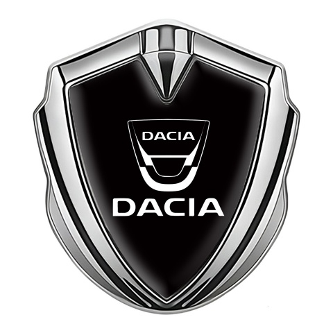 Dacia Metal Emblem Self Adhesive Silver Black Base White Logo Edition