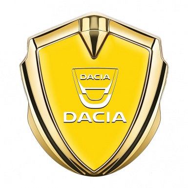 Dacia Emblem Trunk Badge Gold Yellow Base White Classic Logo