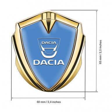 Dacia Emblem Self Adhesive Gold Glacial Blue White Classic Logo