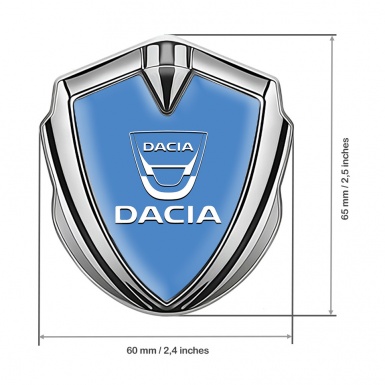 Dacia Emblem Self Adhesive Silver Glacial Blue White Classic Logo