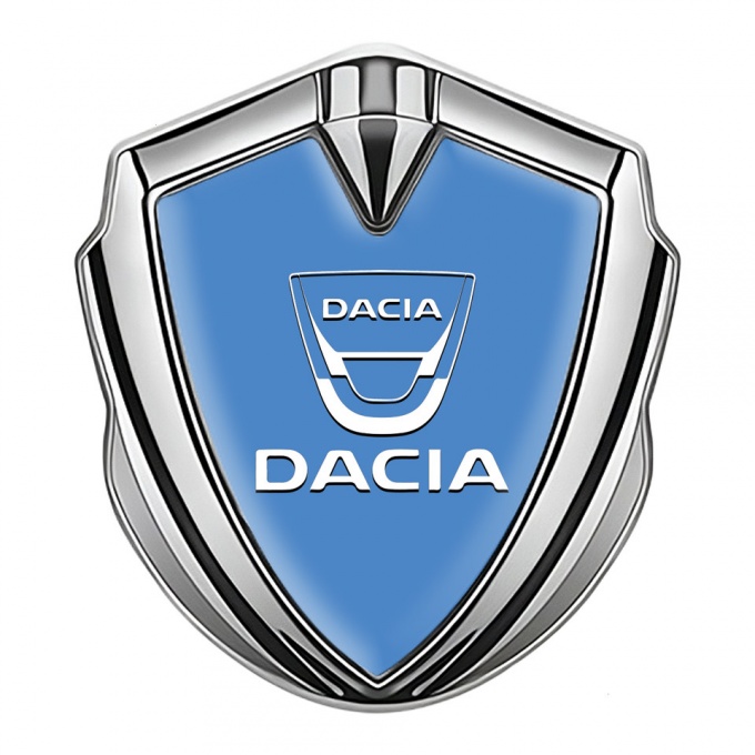 Dacia Emblem Self Adhesive Silver Glacial Blue White Classic Logo