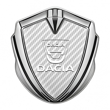 Dacia Emblem Ornament Badge Silver White Carbon Classic Logo Design