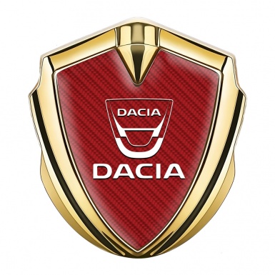 Dacia Bodyside Domed Emblem Gold Red Carbon Classic White Logo